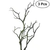 Decorative Flowers 3 Pcs Vase Branch Artificial Fake Tree Plants LED Branches For Decoration Black Ornaments Christmas