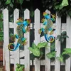 Metal Gecko Wall Decoration Lizard Garden Art Hanging Glass Sculpture Indoor and Outdoor Terrace Fence 3 Color 2 Pcs 240119