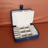 Anéis novo 2023 couro portátil caixa de jóias duplo simples brincos anel jóias caixão pode conter 68 brincos