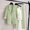 Conjunto de 3 piezas de chaqueta fina para mujer, primavera y verano, trabajo de dama de oficina coreano, traje elegante, abrigo, pantalones, chaleco, trajes, ropa diaria 240124