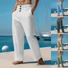 Men's Pants Loose Straight Cotton Linen Summer Casual Men S With Elastic Waistband Foam Big N Tall