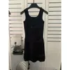 Vestido de malha para mulher longa camiseta preta menina mulheres designer roupas verão casual senhora bodycon sem mangas algodão malhas letra slim fit sexy moda