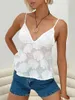 Canotte da donna Dolce Ragazze Bianco Coreano Canotta 2024 Estate Moda Donna Tinta unita Senza maniche Sottile Floreale Sheer Donna Chic Crop Top