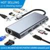 USB C Hub 11 in 1 Type C naar 4K HDMI-compatibele adapter met RJ45 SD/TF-kaartlezer PD Snel opladen voor notebooklaptopcomputer