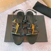 Düz Sandal Kadın Yay Slingback Flats Mules Tasarımcı Yaz Ayakkabıları Mektup Altın Toka Terlik Kayışları Slaytlar Boyut 35-41