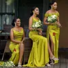 Oliver Bridesmaid klänningar Silk som satin Sexig hög delad piga av hedersklänningar brudklänningar paljett spetsar för Nigeria svarta kvinnor äktenskap BR133