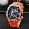 2023 New style's Hollow Belt Diamond Imitation Carbon Braze Pointer Men's Quartz Watch{category}