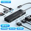 Lemorele usb-c hub 10portsドッキングステーションUSBタイプCからデュアルHDMI 4K 30Hz VGA 3.0アダプターPD100W SDカードリーダーMacBook