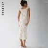 Robes décontractées Boozrey Jacquard évider robe sans manches 2024 été jupe florale douce et mignonne taille haute maxi pour les femmes