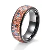 Herrmode smycken 8mm svart pläterad koppar inlagd med röd blå grön Opal Stone Tungsten Carbide Band Rings for Man