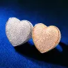 Rings Cuc Heart Love Shape Ring for Men Women Bling Zircon Copper Charm Gold Color Rings Fashion Hiphop Jewelry Gift