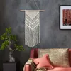 Nuevo arte de pared de macramé anudado a mano, tapiz colgante de pared de algodón hecho a mano con telas de encaje, decoración de boda Bohemia 231B