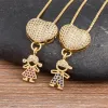 Meninas de moda meninos incrustados de cristal zircão 14k pingente de ouro amarelo colar de coração romântico requintado do dia das mães jóias g 81