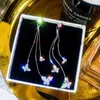 Stud 2023 Ny Long Crystal Tassel Butterfly Dangle örhängen för kvinnor Bröllopsläpp örhängen smycken gåvor charm glänsande örhängen yq240129