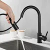 Küchenarmaturen, Kupfer-Wasserhahn, kann gezogen und in der Hand gehalten werden, schwarz, für den Haushalt, kalt