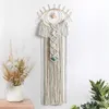 Gobeliny Macrame Wall wiszące złe oko Zmarowe Catcher Wystrój pokoju Kryształowy kamień wisiorek boho tkany do sypialni dekoracja domu313J