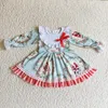 Robes de fille en gros bébé Noël bonbons Twirl robe manches longues une pièce enfants enfants infantile enfant en bas âge vacances vêtements à volants