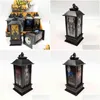 Bougies Décorations d'Halloween LED Lumière de thé électronique Lumières de fête de vacances Atmosphère Accessoires Vintage Château Citrouille Phare H1 Dr Dhbe6