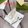 Scarpe eleganti da donna Scarpe firmate Scarpe moda pelle bovina tacchi alti Tacco quadrato più grosso Scarpa da barca con tacco da donna con fibbia in metallo Suola genuina