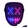 Маски для вечеринок 2022 Хэллоуин Светодиодная маска Светящиеся 25 динамических изображений Неподвижные картинки Индукционный индукционный танцевальный бар с изменением лица Реквизит Dh3Zj