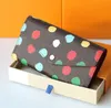 Pochette da donna Borsa a mano classica con stampa a lettera Portamonete in vera pelle di vacchetta con zip interna Modello a pois Portafoglio da donna Borse alla moda