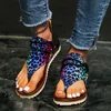 Sandaler 2024 Summer Ladies Casual Plus Size 35-43 Women's Boho Colorful Gladiator Flat Ankle Strap Beach