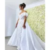 TOUNNINGBRIDE 2024 UTGÅNG ANSÖKNING Applique Mermaid Wedding Dresses Off Shoulder Löstagbart tåg Bridal 3D Floralgowns Custom Made Formal Dress