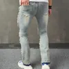 Vintage Casual Men denimbyxor Stylish Loose High Street Man Stapled Straight Jeans Byxor 240125