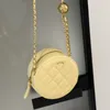 Round Cake Mini Women Makeup Bag 12CM Vintage Zipper Coin Purse Gold Ball Adjustable Chain Luxury Handbag Vintage Crossbody Shoulder Bag Evening Clutch Pochette