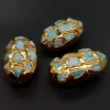 Perles 5 pcs Bleu naturel Blear Larimar Gold Perles plaquées pour les femmes faisant des bijoux 24x44 mm