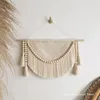 Macrame Wall Hanging Tapestry with Wood Beads and Tassels Handmade Woven Home Office Nursery Decor Bedroom Livingroom Decration 240125