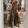 Femmes Vintage robes longues été imprimé fleuri bohème plage robe d'été femme décontracté col en V grande balançoire Maxi robes robes 240127