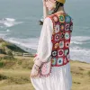 Gereedschap alta qualidade designer artesanal crochê colete feminino retro sem mangas jaqueta cardigan boho praia bordado colete casaco