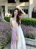 Work Dresses Spring Autumn Two-Piece One-Piece Dress Fashion Casual Sexy Solid Color Slip Lace Embroidery Literary Style Medium Long