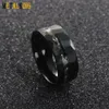 Metalking Jewelry Bague en tungstène noir à facettes de 8 mm avec incrustation de rasage de météorite, ensemble décalé, alliances pour hommes