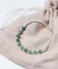 Bangles Real. 925 Sterling Silver Fine Jewelry Small Round Beads& 6MM Natural Emerald Jade Stone Chain Bracelet Charms GTLS514