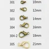 Hela 1000pcs imitation rodium pläterat 10mm 12mm 14mm 16mm 18mm 21mm 23mm 24mm zinklegering hummer clasps krokar smycken findi227y