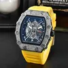 2024 New styles Hollow Belt Diamond Imitation Carbon Braze Pointer Mens Quartz Watch{category}