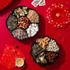 Plates Chinese Spring Festival Candy Storage Box 2024 Year Organizer With Cover Fruit Nuts Tray Desktop Decor