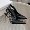 2024 New Designer Dress Shoe Jacquard-knit Slingback Pumps Stiletto Heels Pointed Toe Sandals Women's Luxury Party Factory Footwear letterg letterg