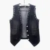 Damesvesten Denim Vest Jas Mode Mouwloos Vest Lente Herfst Klinknagel Jean Jas Dames Korte Uitloper