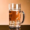 Mugs 500ML/1L Transparent Beer Mug Plastic Unbreakable Drinking Cup Milk Juice Barware For Home Party Bar KTV Drop