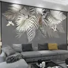 배경 화면 커스텀 벽 페인팅 3D 손으로 칠한 식물 잎 침실 연구를위한 po 벽지 거실 TV 배경 Papier Peint 벽화