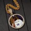 Halsband Uwin Custom Photo Pendant With Picture Charm Necklace Round och Wing Men hiphop smycken för gåva tenniskedja