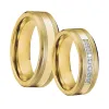 Rings Tungsten Ring his and hers Lovers Alliance 1 Pair Classic Golden Couple Wedding Rings Set For Men And Women Anniversary