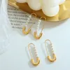 Boucles d'oreilles épingle de sûreté, Imitation perle, cerceau perlé en acier inoxydable, trombone, bijoux pour femmes