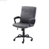 Outros pilares de móveis Cadeira de escritório para gerente de couro colado com costas médias cinza Q240129