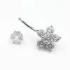 Jewelry 925 sterling silver belly button ring flower CZ Navel piercing Barbell Piercing jewelry For Women