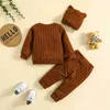 Set di abbigliamento Citgeett Autunno Solido Infantile Neonati maschi Vestiti per ragazze Set Pullover a maniche lunghe Top Pantaloni elastici in vita Cappello Abito autunnale