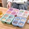 Посуда Bento Box LunchBox для взрослых Контейнеры для малышей Дети Взрослые 4 отделения Вилка Герметичная микроволновая печь Посудомоечная машина